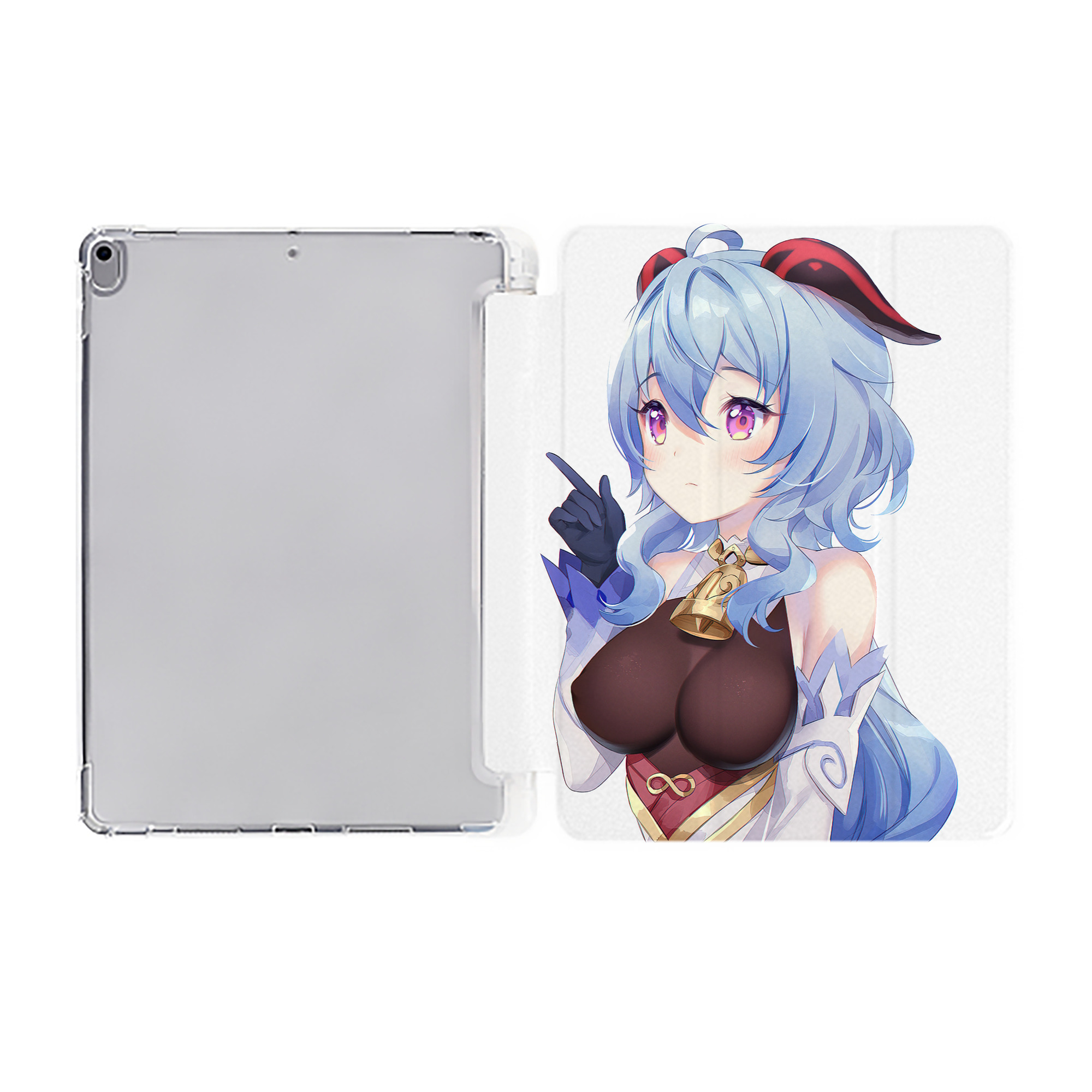 げんし神 甘雨 かんう genshin Ganyu IPad ケース ペン収納付き 三つ折りスタンド PUレザー×シリコン 対応機種9.5/10.5/10.9インチ